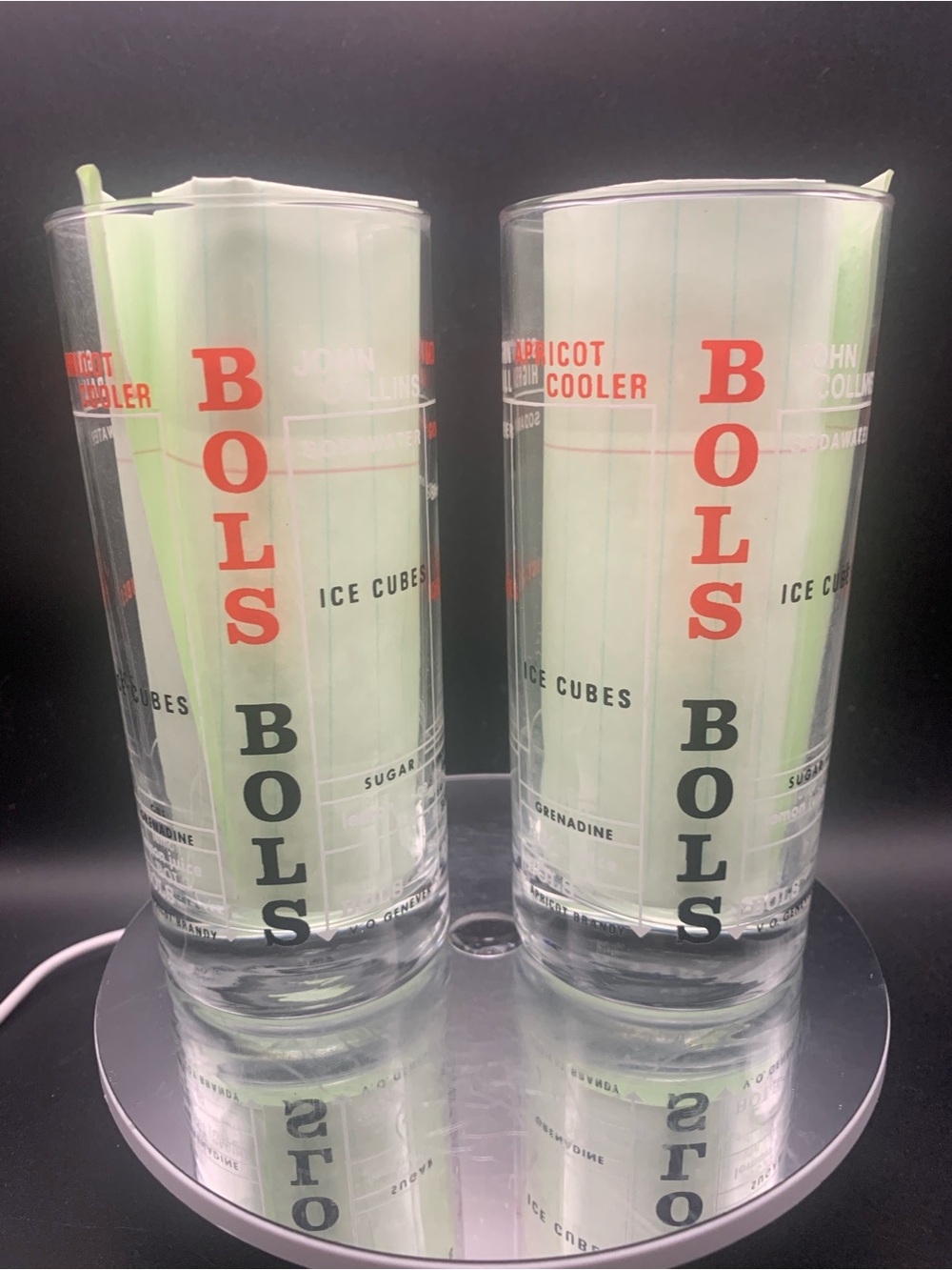 Vintage Bols Cocktail Tumbler Recipe Glass Drink Measuring Recipes Lot of 2 Bar